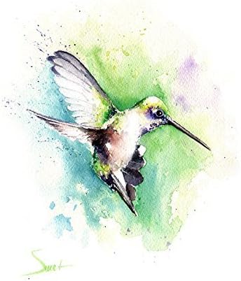 Hummingbird Watercolor Print - Signed and Dated - Artist Eric Sweet