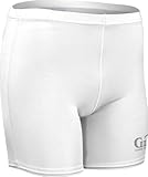 Youth Boy's and Girl's Skin Tight Elastic, Dry Fitness Compression Short-Baseball, Gymnastics, Football-Made with Water and Odor Resistant Material-Colors Include Black, Red, and Blue-Sizes YS, YM, YL (Youth Small, White)