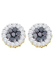 1.48CTW BLACK DIAMOND FLOWER EARRINGS