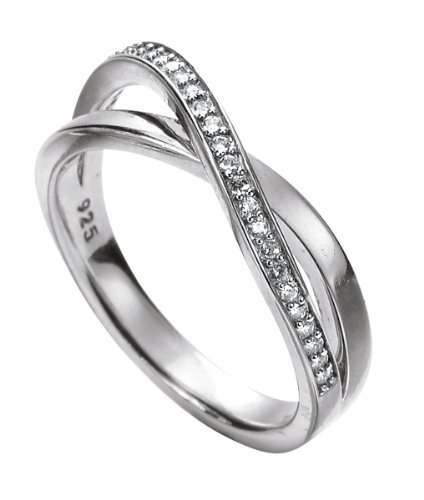 Merii Damen-Ring 925 Sterlingsilber rhodiniert Zirkonia wei&szlig; Gr. 58 (18.5) M0453R/90/03/58 Preisvergleich