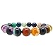 Gem Stone King Gorgeous 10 milimeters Multi Colorful Agate Stretchy Bracelet Fits up to 8.5 inch Wrist