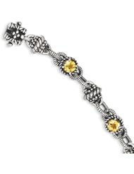 Genuine Sterling Silver 4.29 Citrine 7.7 5 In Bracelet 29.5 Grams Of Gold