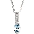 14K White Gold Aquamarine and Diamond Pendant