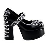 4 1/2 Inch Chain Corset Gothic Shoes Sexy Mary Jane Shoes Chunky Heel Platform Shoes