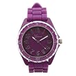 Geneva Purple Silicone Gel Ceramic Style Band Crystal Bezel Watch