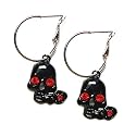 Silver Hoop Earrings with Red Eye Skull