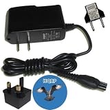 Hqrp Ac Power Mains Adaptor Compatible With Philips / Norelco 8500x Hq8500 Hq8000 Fits 1050cc, 1050x, 1059x, 1060x, 1090x, 5615x, 6000 Series, 6701x, 6705x, 6706x, 6711x, 6756x, Hq7140, Hq7200, Hq7240 Razor / Shaver Plus Hqrp UK And Euro Plug Adapters, Co