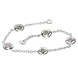 Tressa Sterling Silver Circles with Green and Pink Square Cut Cubic Zirconia Bracelet