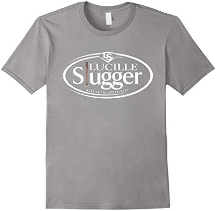 Men's Lucille Slugger Baseball Bat Zombie T Shirt Barbed Wire Large Slate