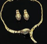 Gold Plated Snake Necklace Earrings Set