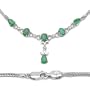 2.55 Carat Genuine Emerald and Diamond .925 Silver Necklace
