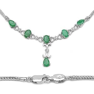 Buy 2.55 Carat Genuine Emerald and Diamond .925 Silver Necklace by JewelzDirect
