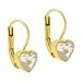24k Gold vermeil Diamond cz Heart LeverBack Lever Back Earrings