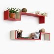 Trista - [Venetian Red] S-Shaped Leather Wall Shelf / Bookshelf / Floating Shelf (Set of 2)