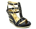 PATENT STACKED STRAPPY WEDGE