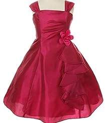 Girls Taffeta Knee Length Two-Toned  Pleated Sleeveless  Dress With Ruffles