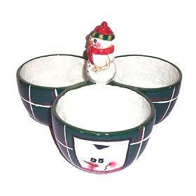 Sakura Snowmen Portrait 3 Bowl Server