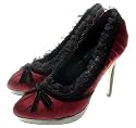 Balmoral Satin Pumps Rüschen Rot (P69)