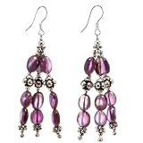 Handmade Amethyst Earrings With Silver Beads
