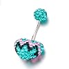May Birthstone Shining Ball Heart Body Jewelry Rhinestone Dangle Belly Ring