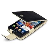 SAMSUNG i9100 GALAXY S II 4G GENUINE LEATHER FLIP CASE - BLACK, CREAM INSID ....