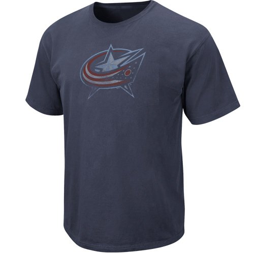 NHL Men's Columbus Blue Jackets Big Time Play Short Sleeve Pigment Dye Tee (Pigment Denim, X-Large)