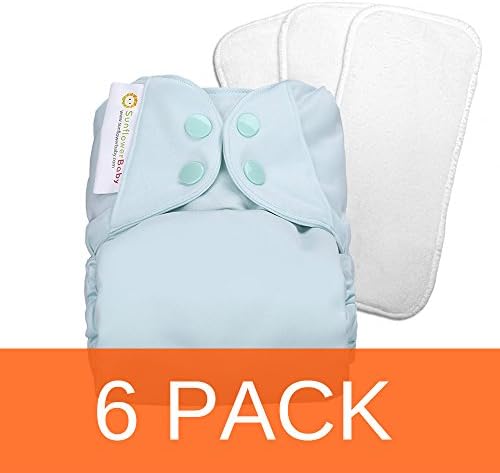 Sunflowerbaby Blue One Size Stay Dry Cloth Diaper 6 Pack