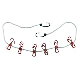 Bungee Clothesline for Camping Travel - 6 Clips - Stretches from 4 to 8-Ft