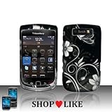 Rubberized Black Silver Vine Flower Snap on Design Case Hard Case Skin Cove ....
