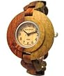 Tense Women's Two Tone Solid Inlaid Sandalwood Round Hypo-Allergenic Wood Watch L8205I