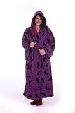Wizard dressing gown - magic fleece robes in deep purple with black moons and stars, size small, medium, large (medium)