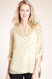Open Neck Collar Foil Leaf Tunic with Camisole