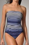 Tommy Bahama Twilight Stripe Shirred Bandeau One Piece Swimsuit (TSW84212P)