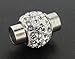 Kumihimo End Cap/ Magnetic Clasp with Crystal Pave Beads, Hole 6.5mm
