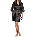 LAPAYA Women's Kimono Robe Knee Length Bridal Lingerie Sleepwear Short Satin Robe