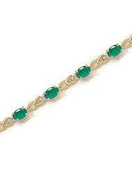 14kt Yellow Gold Oval Emerald and Diamond Bracelet
