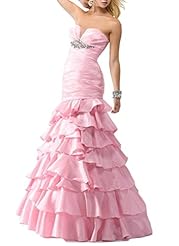 Junior Mermaid Sweetheart  Taffeta Beaded Tiered  Ball Gown Prom Dress 