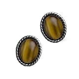 Tiger's Eye Button Earrings