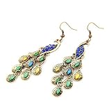 Bronze Colour Restoring Ancient Ways Peacock Earrings with Color Crystal Paved thumbnail