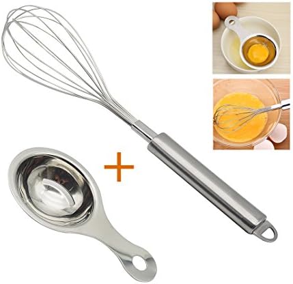 ERZA SCARLET Stainless Steel Egg Separator Egg white Filter And Whisk Kitchen Utensils for Blending, Beating &amp; Stirring,Egg Beater Blender