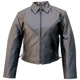Ladies ANILINE COWHIDE Black Motorcycle Biker Leather Jacket w braiding, ZIPOUT Liner.