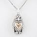 Owl Pendant or Charm with Heart in Sterling Silver and 14kt Gold on 16" Rhodium and Sterling Box Chain, #8270