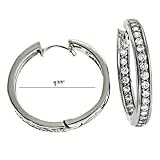14k White Hinged Hoop 1.15 Ct Diamond Earrings