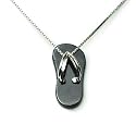 Sterling Silver Charcoal Chinese Jade Mini Flip-Flop Pendant