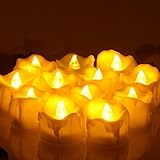 OMGAI LEDキャンドル 無煙蝋燭 誕生日用 クリスマス パーティーの飾り 装飾用ライト 12個入り（アンバー色）　約：60時間以上点灯可能。