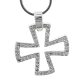 Pugster Sterling Silver Open Cz Maltese Celtic Cross Necklace Pendant
