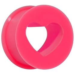 00 Gauge Pink Heart Silicone Flexible Tunnel