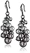 Simulated Grey Pearl and Crystal Beaded Cluster Dangle Earrings