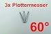3x Plottermesser 60° für Roland Refine GCC Helo Secabo uvm Plotter Schneideplotter