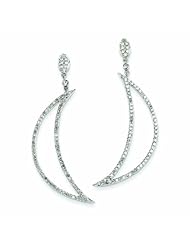 1 Carat 14K White Gold Diamond Crescent Moon Post Dangle Earrings